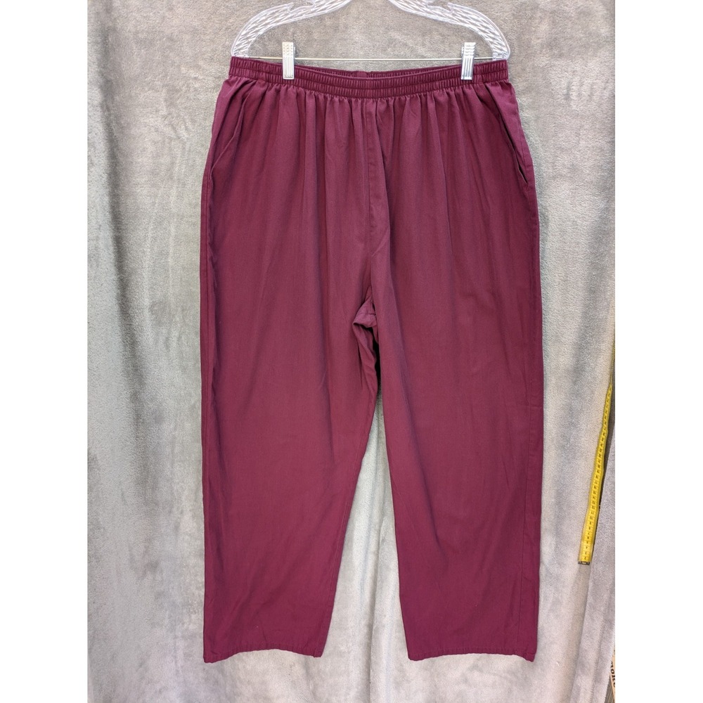 Medical Scrub Pants Women's 2X Plus‎ Size Burgundy Wine Elastic Waist Workwear